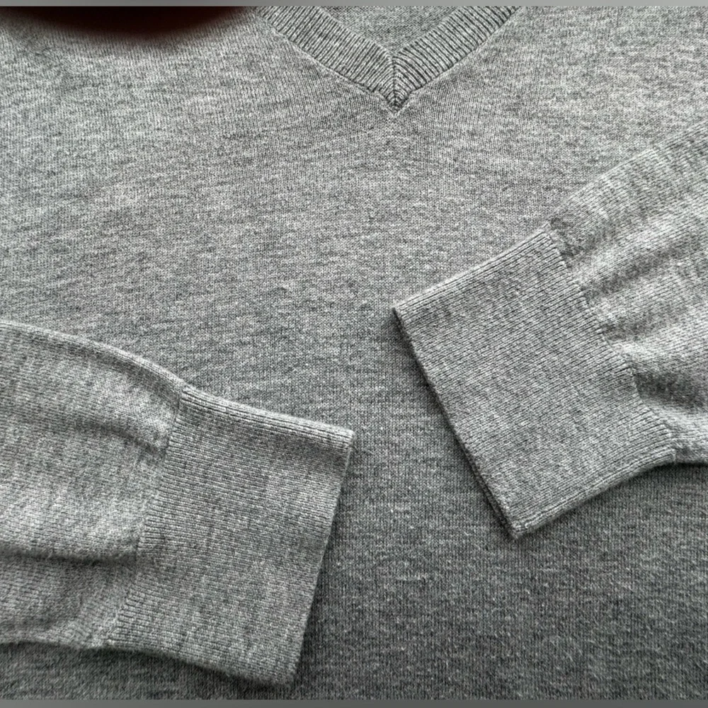 BANANA REPUBLIC Sweater Men Large L Cotton&Viscosa Pullover Light Gray Jersey